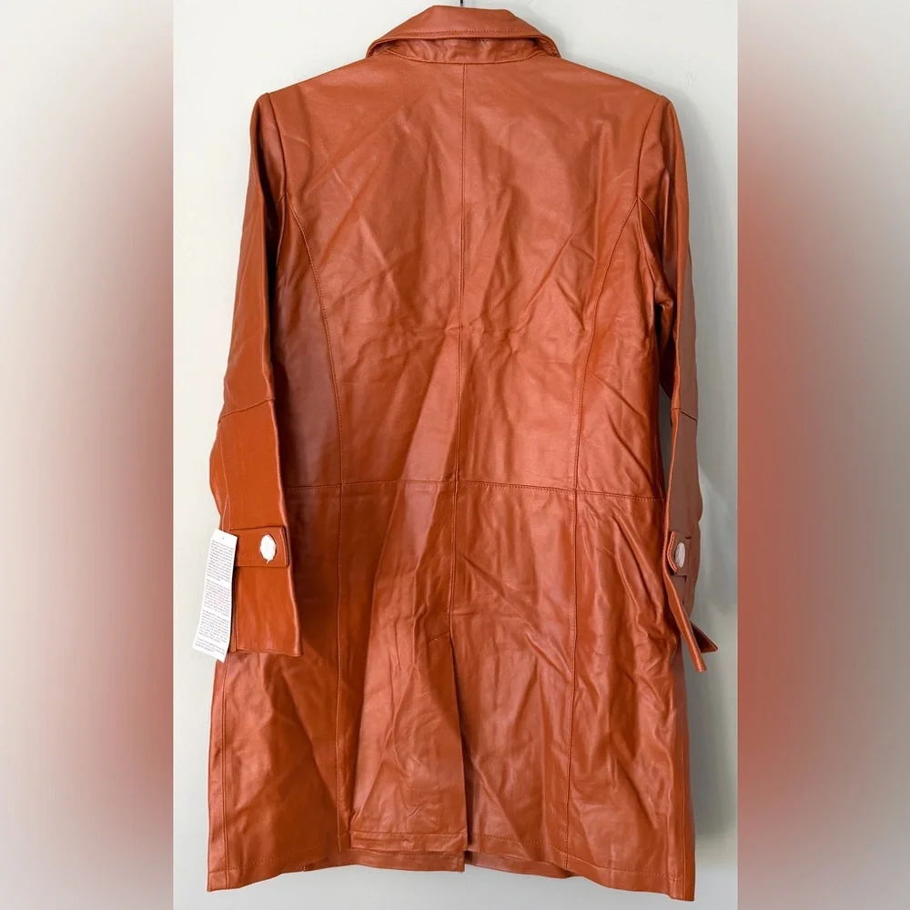 Chadwicks Genuine Leather Coat Chestnut Brown Vintage Inspired Size 6 Petite NWT - Picture 7 of 9